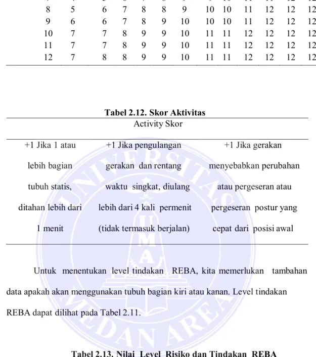 Tabel 2.13. Nilai  Level  Risiko dan Tindakan  REBA 