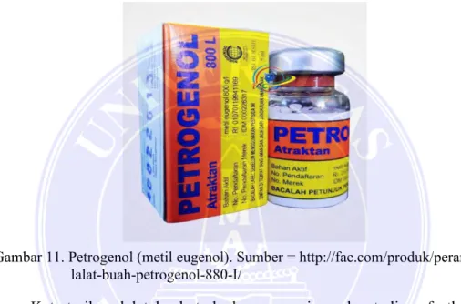 Gambar 11. Petrogenol (metil eugenol). Sumber = http://fac.com/produk/perangkap- http://fac.com/produk/perangkap-lalat-buah-petrogenol-880-I/ 