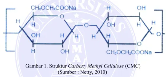 Gambar 1. Struktur  Carboxy Methyl Cellulose  (CMC)  (Sumber : Netty, 2010) 