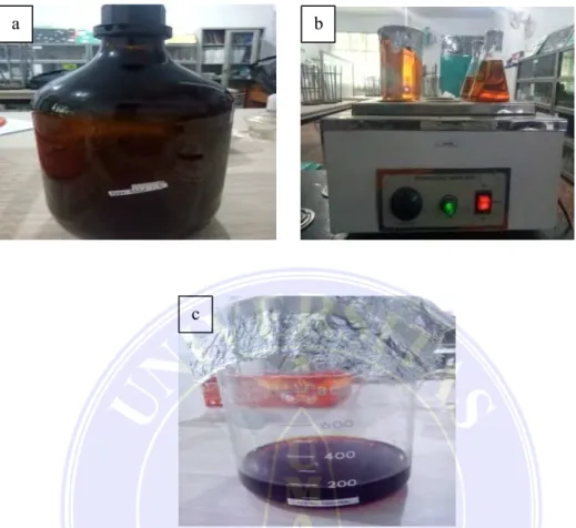 Gambar .  a) Tabung reagen sebagai tempat perendaman sekaligus penyimpanan  ekstrak  biji  alpukat