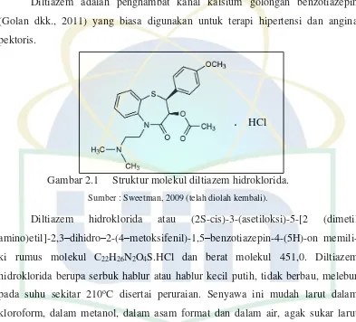 Gambar 2.1  Struktur molekul diltiazem hidroklorida. 