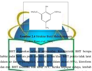 Gambar 2.4 Struktur Butil Hidroksitoluen 