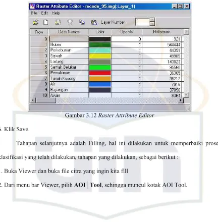 Gambar 3.12 Raster Attribute Editor 