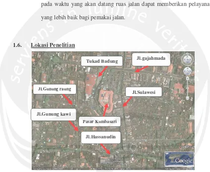 Gambar 1.2. Peta Lokasi Penelitian (Jalan Sulawesi, Denpasar) 