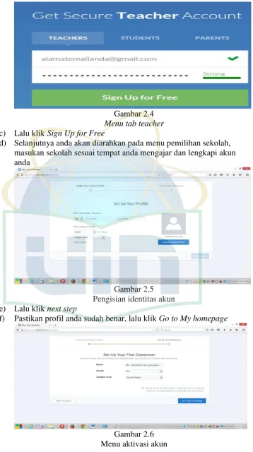 Gambar 2.4 Menu tab teacher 