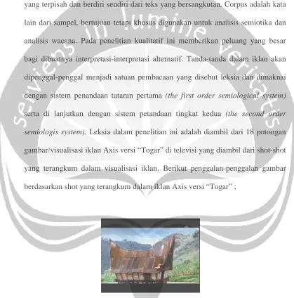 gambar/visualisasi iklan Axis versi “Togar” di televisi yang diambil dari shot-shot 