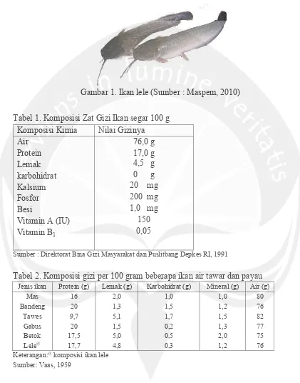 Tabel 1. Komposisi Zat Gizi Ikan segar 100 g 