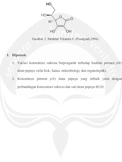 Gambar 2. Struktur Vitamin C (Poedjiadi,1994) 