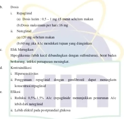 Tabel 2.5 Obat Antidiabetes Oral Golongan Meglitinid