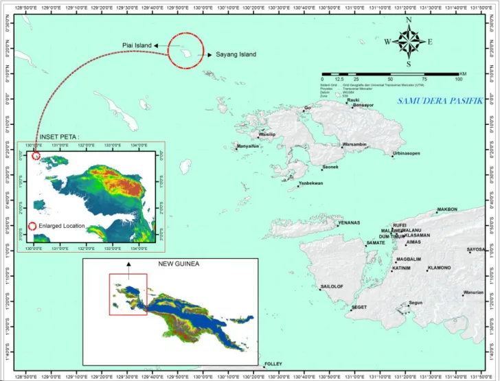 Figure 1. Map of study area in the Piai and Sayang Islands, Raja Ampat, West Papua, Indonesia 