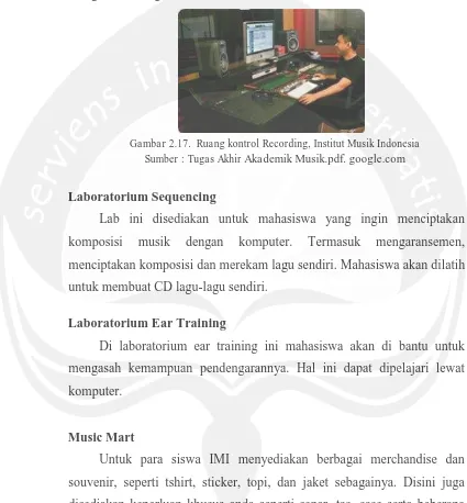 Gambar 2.17.  Ruang kontrol Recording, Institut Musik Indonesia 