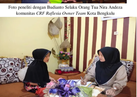 Foto peneliti dengan Elesti Selaku Kakak Cut Acha Dara Mamei Lady  Bikers komunitas CRF Raflesia Owner Team Kota Bengkulu 