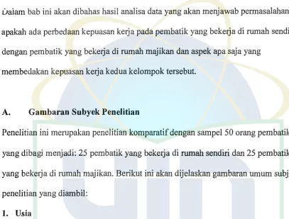 Gambaran Subyek Penelitian 