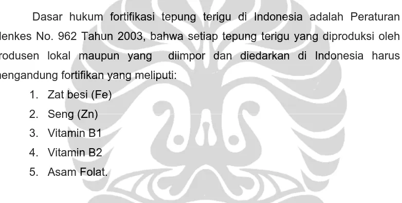 Tabel. 3.5. Fortifikasi Tepung Terigu di Indonesia 