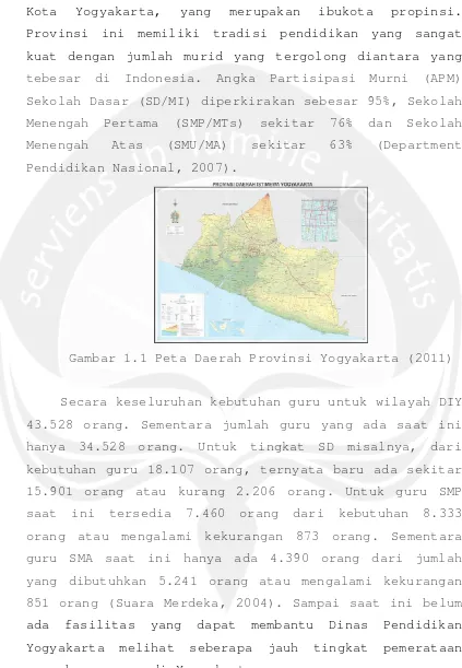 Gambar 1.1 Peta Daerah Provinsi Yogyakarta (2011)