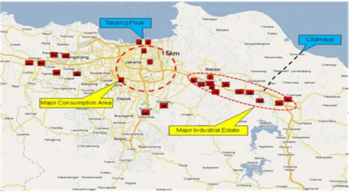 Gambar 1. Peta Hinterland Pelabuhan Tanjung Priok 