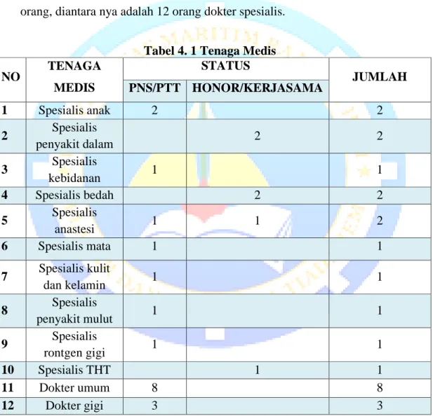 Tabel 4. 1 Tenaga Medis 