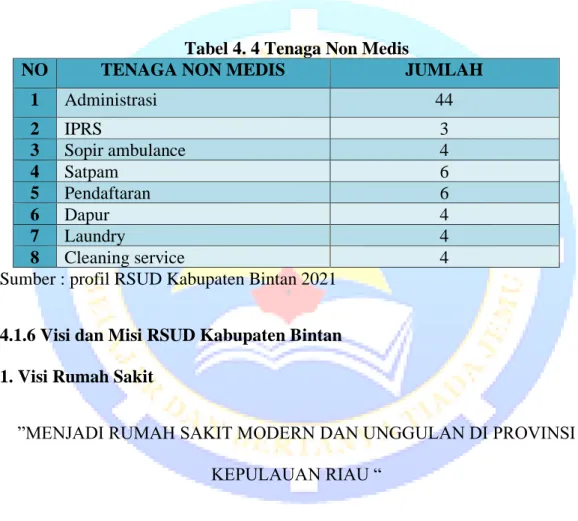 Tabel 4. 4 Tenaga Non Medis 