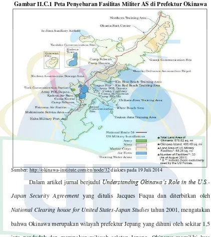 Gambar II.C.1 Peta Penyebaran Fasilitas Militer AS di Prefektur Okinawa 