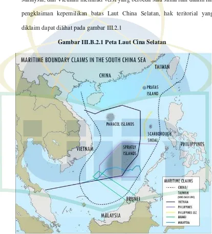 Gambar III.B.2.1 Peta Laut Cina Selatan  