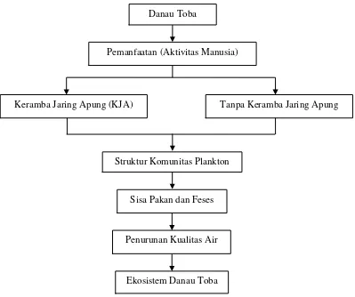 Gambar 1.  Kerangka pemikiran penelitian struktur komunitas plankton di sekitar keramba    jaring apung Danau Toba Kecamatan Haranggaol, Kabupaten Simalungun, Sumatera Utara 