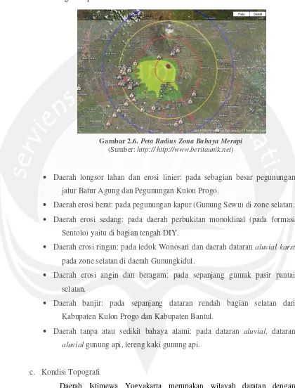 Gambar 2.6. Peta Radius Zona Bahaya Merapi 