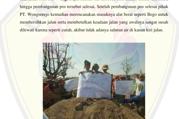 Gambar 4.11 Protes petani OPWB terhadap pembangunan pos PT. Wongsorejo  Sumber : Anam (nama samaran) 