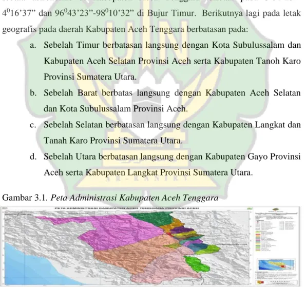 Gambar 3.1. Peta Administrasi Kabupaten Aceh Tenggara 