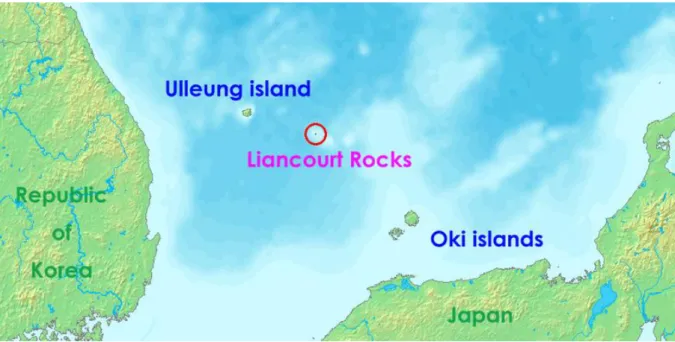 Figure 3.1 The Location of the Liancourt Rocks.  Source: Wikimedia Commons  
