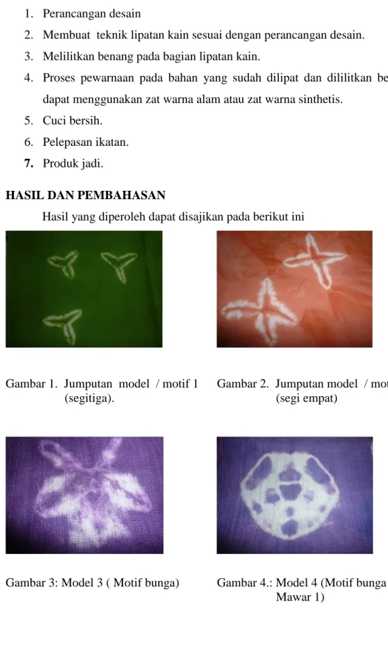 Gambar 1.  Jumputan  model  / motif 1                       (segitiga).