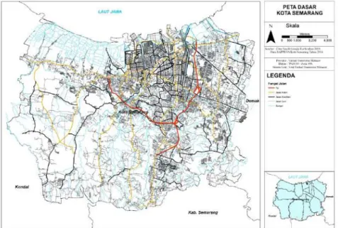 Gambar 1.2: Peta Dasar Kota Semarang (BAPPEDA Kota Semarang 2018,  diolah) 