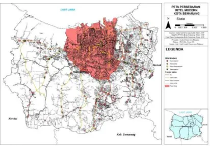 Gambar 4.3: Peta Persebaran Ritel Modern di Kota Semarang (Olah data,  2019) 
