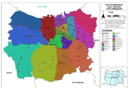 Gambar 4.4: Peta Persebaran Ritel Modern tiap Kecamatan di Kota  Semarang (Olah data, 2019) 