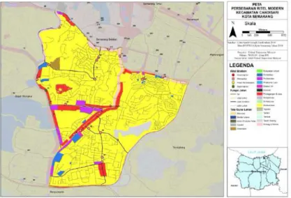 Gambar 4.7: Peta Persebaran Ritel Modern di Kecamatan Candisari (Analisis  Peneliti, 2019) 