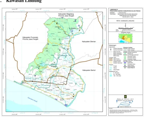Gambar 3.1 Peta Kawasan Lindung Berdasarkan Rencana Tata Ruang Wilayah  (RTRW) Kabupaten Kulon Progo Tahun 2012-2032 
