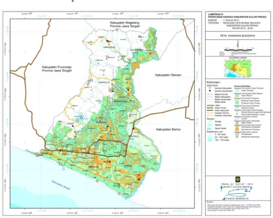 Gambar 3.3 Peta Kawasan Budidaya Berdasarkan Rencana Tata Ruang Wilayah  (RTRW) Kabupaten Kulon Progo Tahun 2012-2032 