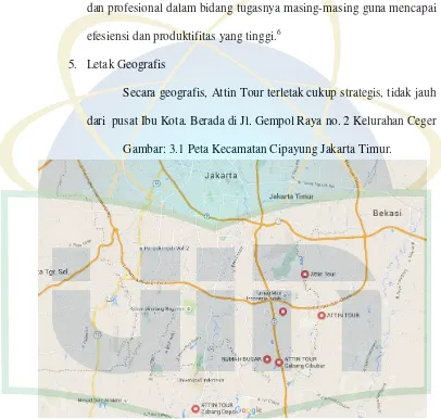 Gambar: 3.1 Peta Kecamatan Cipayung Jakarta Timur.  