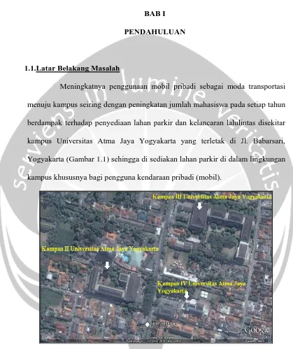 Gambar 1.1 Peta Jalan Babarsari Yogyakarta (sumber Google Earth) 