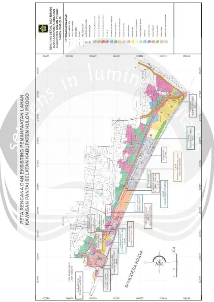 Gambar III.4. Peta Rencana dan eksisting pemanfaatan lahan kawasan pantai selatan Kabupaten Kulonprogo 