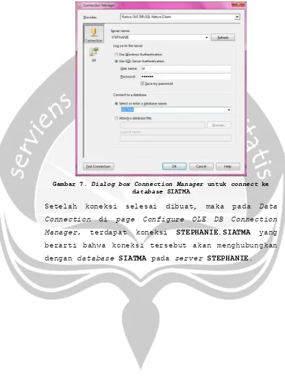 Gambar 7. Dialog box Connection Manager untuk connect ke 