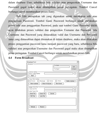 Gambar 4.4 Rancangan Antarmuka Broadcast Form non Extend