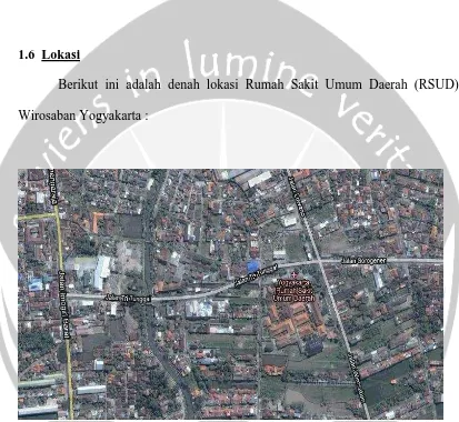 Gambar  1.1 Lokasi Rumah Sakit Umum Daerah Wirosaban pada Jalan Tri Tunggal