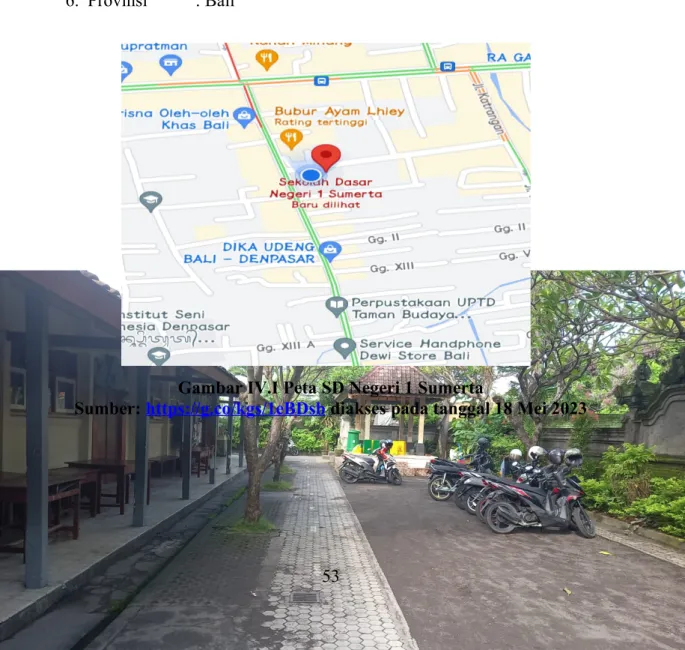 Gambar IV.I Peta SD Negeri 1 Sumerta