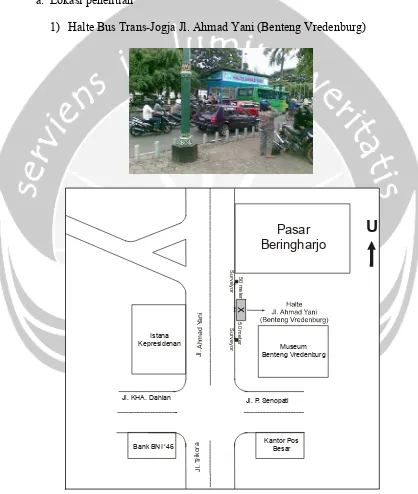 Gambar 1.1  Denah Lokasi Halte Bus Trans Jogja Jalan Ahmad Yani 