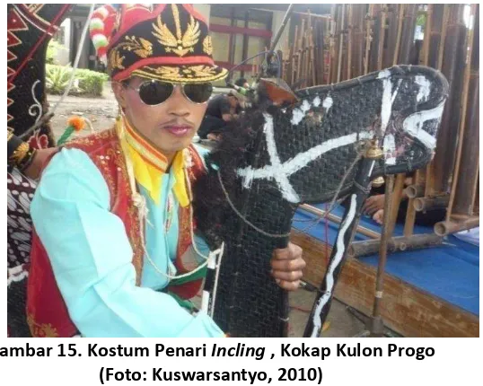 Gambar 14. Desain Kostum Irah-Irahan  Jathilan di Kulon Progo dengan Model Tekes (Panji) (Foto: Kuswarsantyo, 2012) 