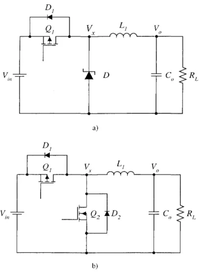 Figure 5.1: a) Regular buck; b) Synchronous buck 