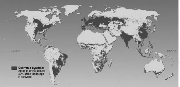 Figure 4.2 Extent of land area cultivated globally by the year 2000. Reprinted from MEA (2005).