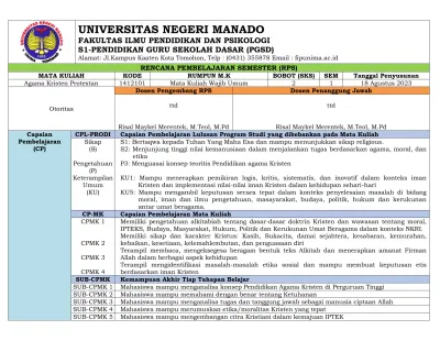 RENCANA PEMBELAJARAN SEMESTER (RPS)