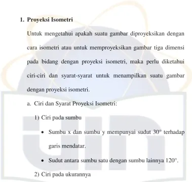 Gambar 2.2. Proyeksi isometric (Gambar Teknik : 2007) 