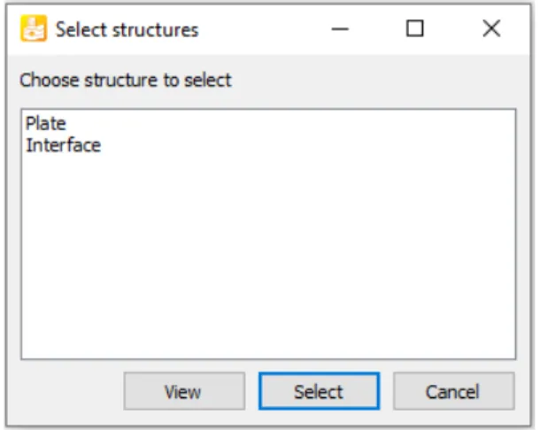 Figure 77: Select structures window 2. Click View.